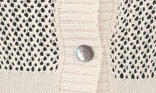 Shop Rain And Rose Cropped Openwork Cardigan Sweater In Beige