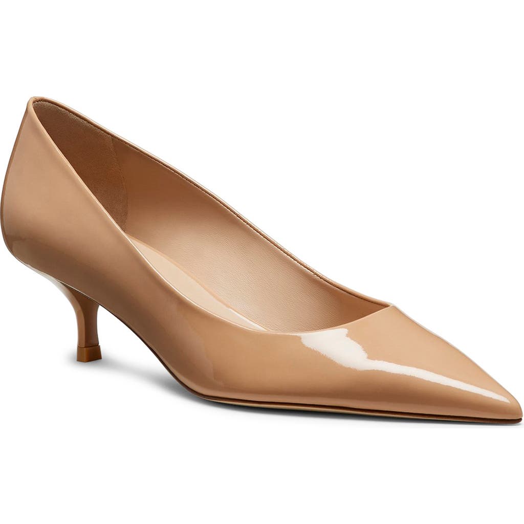Stuart Weitzman Stuart 75 Womens Patent Pointed Toe Pumps In Adobe