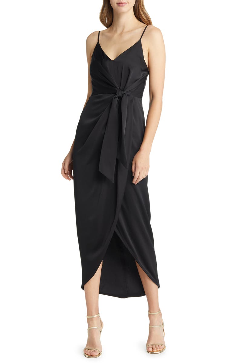 Shona Joy Luxe Tie Front Cocktail Dress, Main, color, 