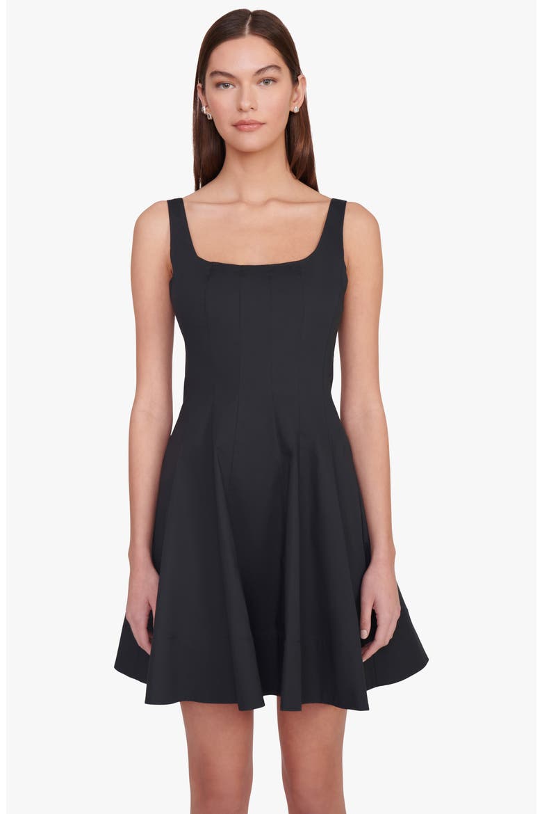 Wells Cotton Stretch Poplin Fit & Flare Dress, Alternate, color, BLACK