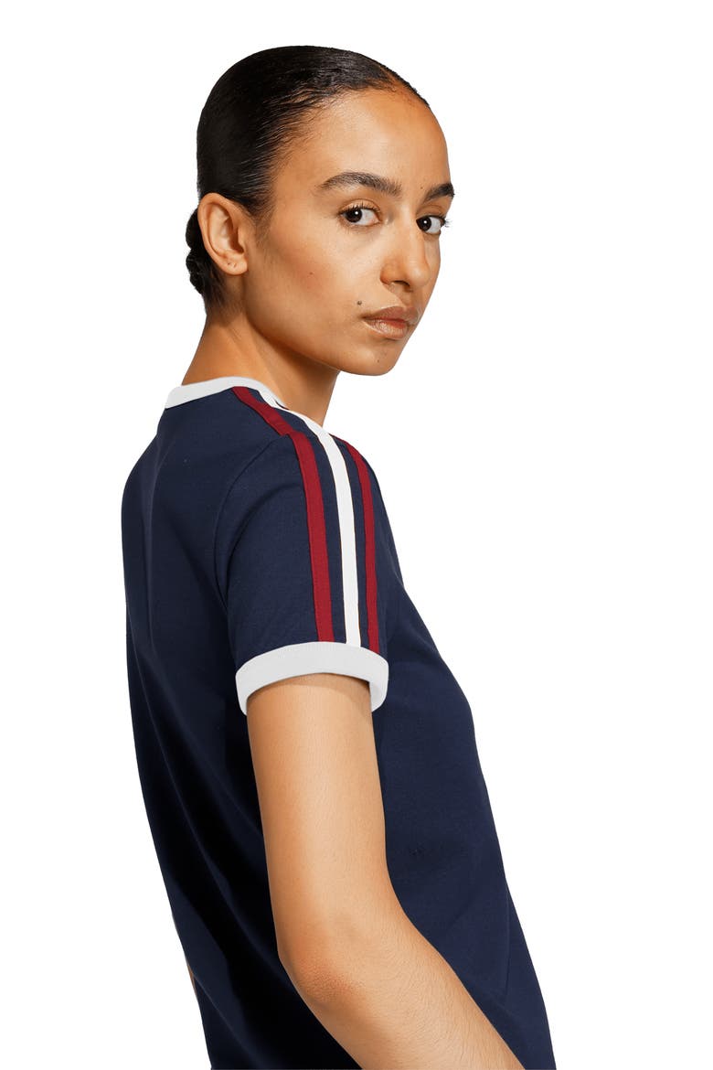 3-Stripes Slim Fit T-Shirt, Alternate, color, NIGHT INDIGO/ SCARLET/ WHITE