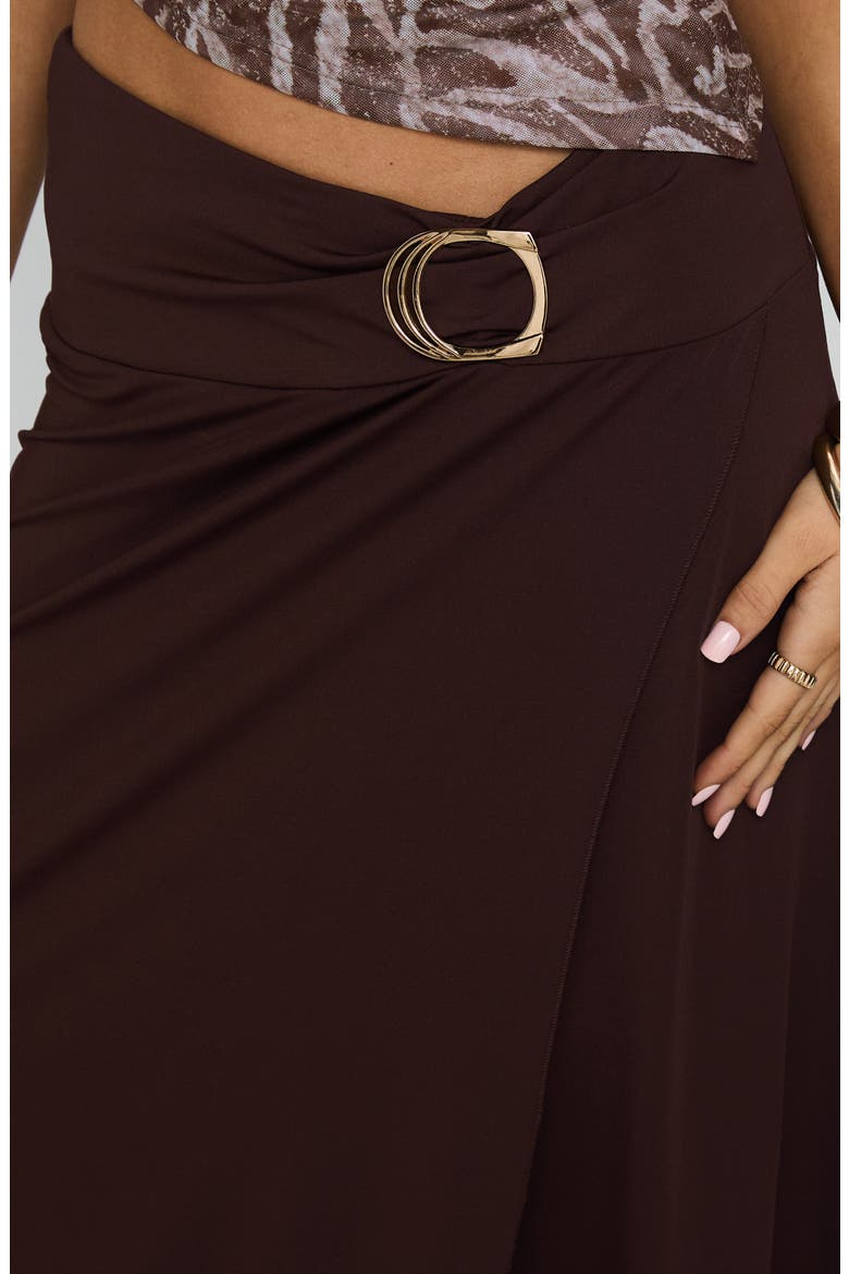 Nola Hardware Detail Cotton Blend Maxi Skirt, Alternate, color, BROWN