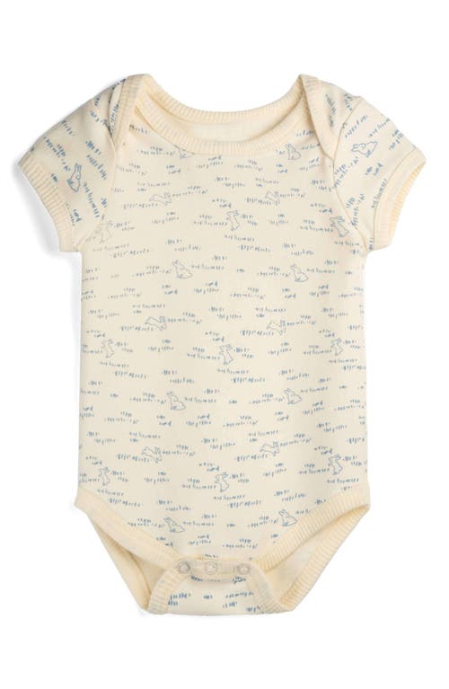 Mightly Organic Cotton Short Sleeve Bodysuit in Bunny Hop at Nordstrom, Size 3-6M