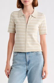 rag & bone Leanne Striped Zip Polo