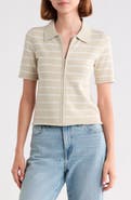 rag & bone Leanne Striped Zip Polo