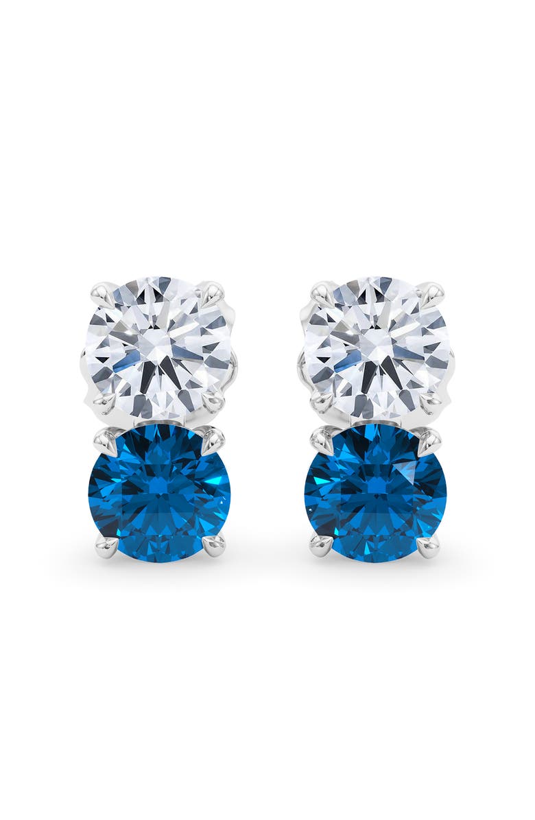 HauteCarat Lab Grown Diamond & Sapphire Earrings, Main, color, White Gold/ Sapphire
