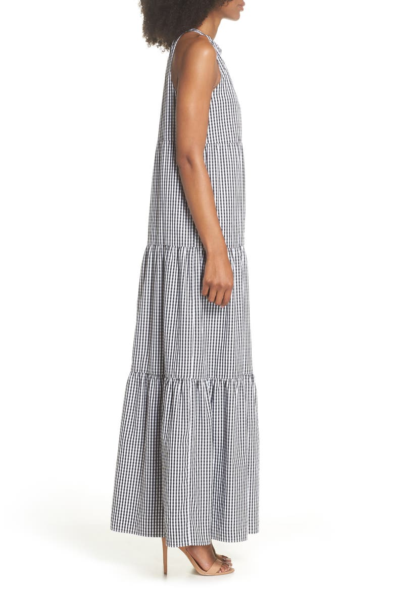 Gingham Check Maxi Dress, Alternate, color, BLACK/ WHITE