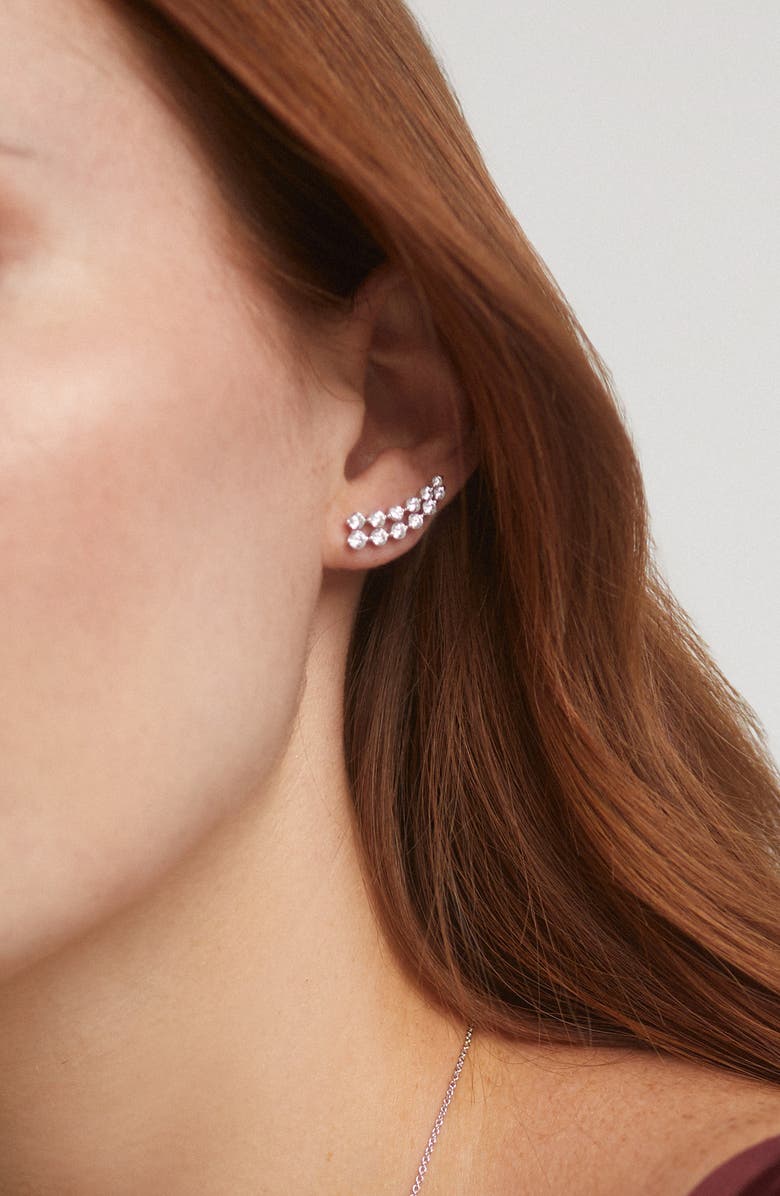 Nadri Cassi Double Row Cubic Zirconia Stud Earrings, Alternate, color,