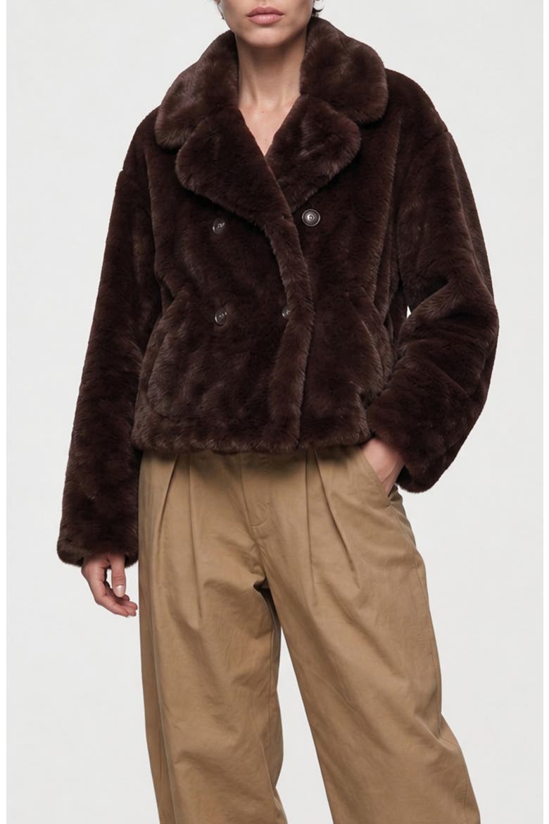 Push Faux Fur Coat, Main, color, COFFEE