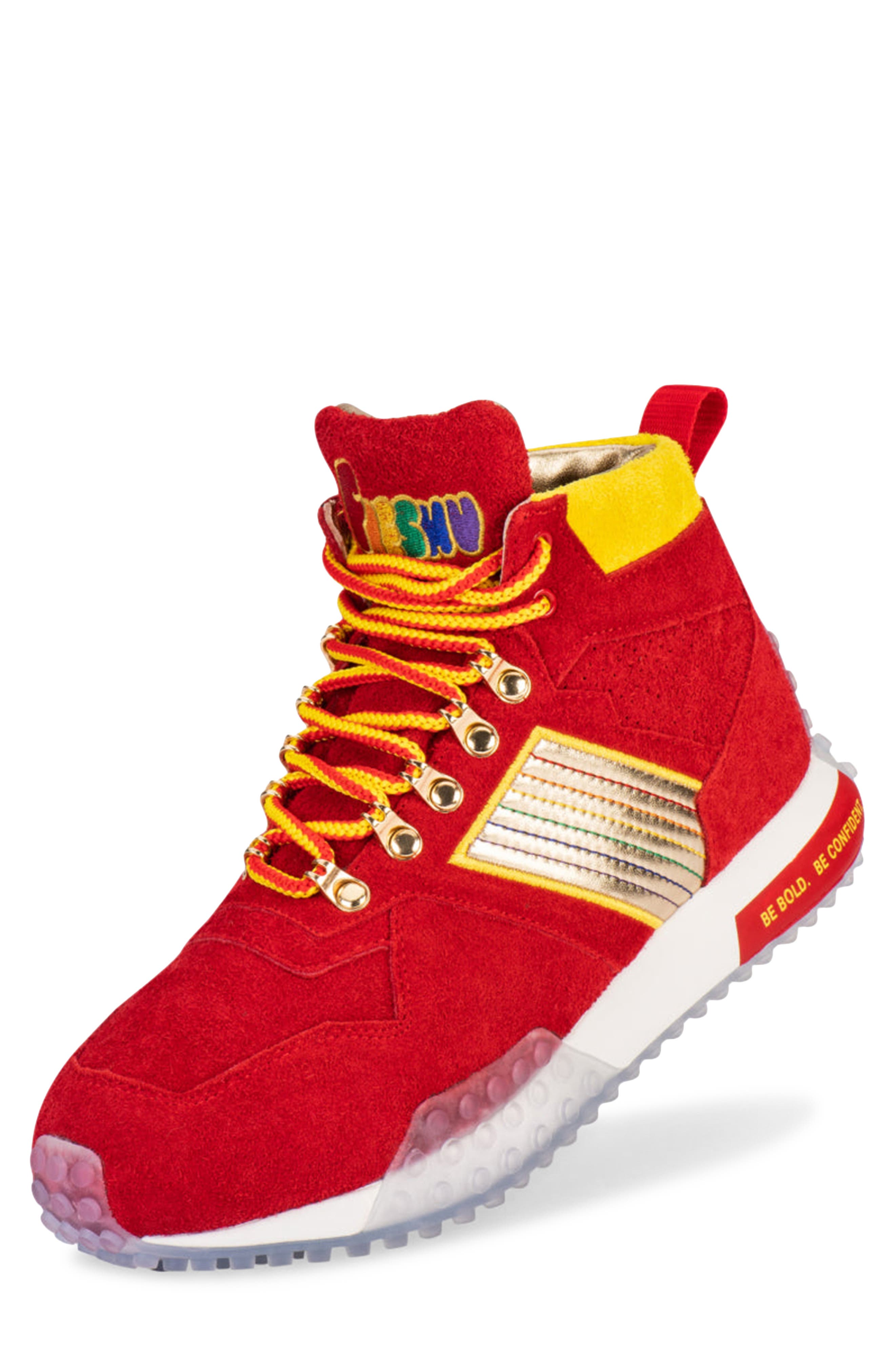 Dope Dawg Leather High Top Sneaker, Main, color, VAMPIRE RED