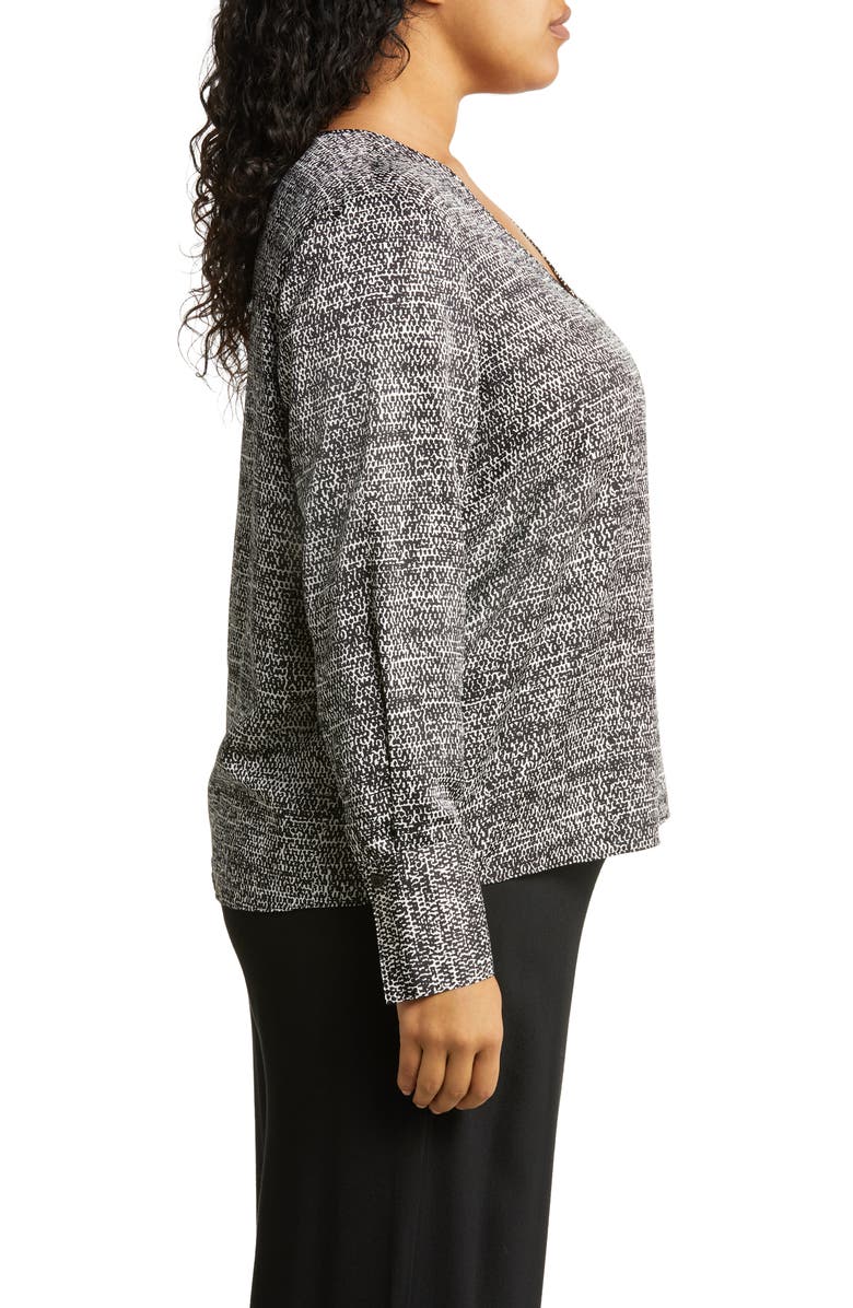 Nordstrom Print Satin V-Neck Long Sleeve Top, Alternate, color,