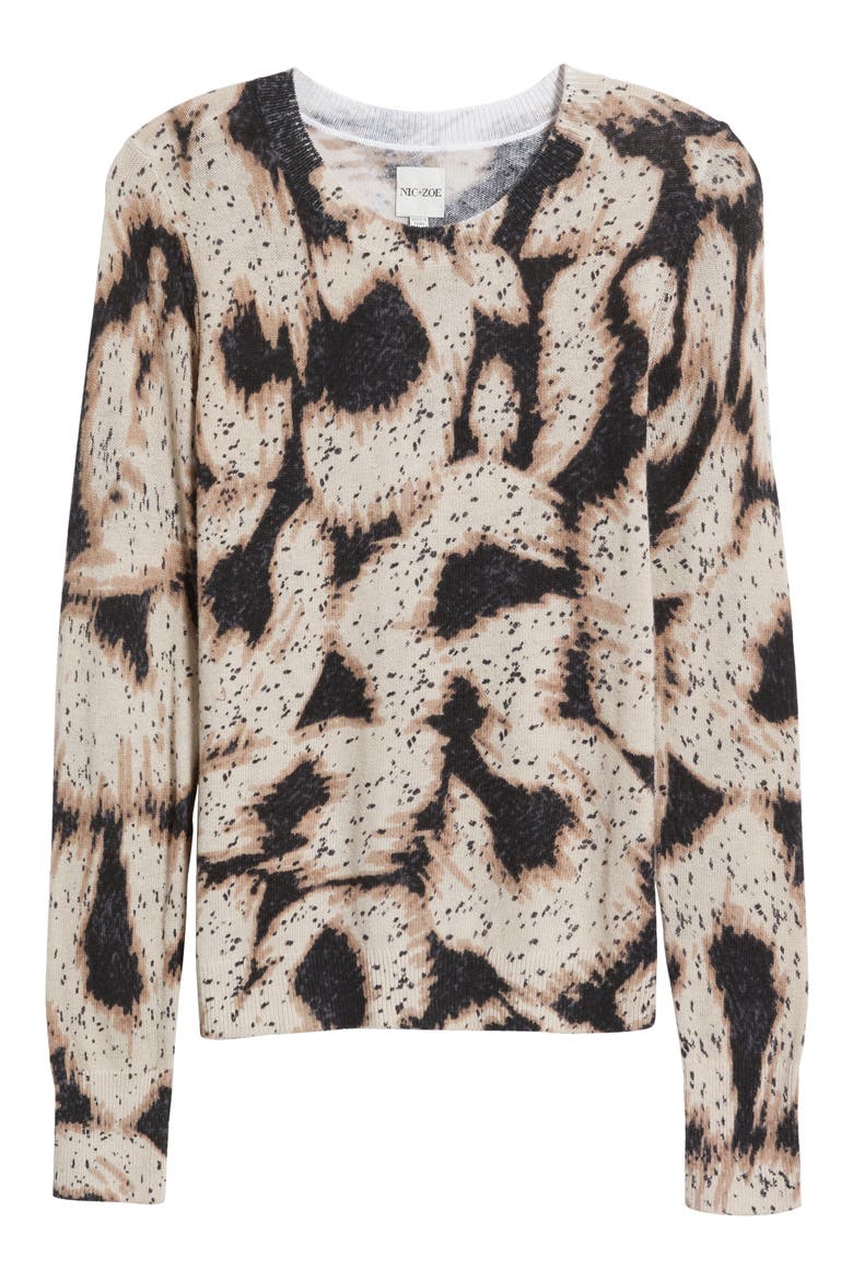 Abstract Animal Print Supersoft Sweater, Alternate, color, NEUTRAL MULTI