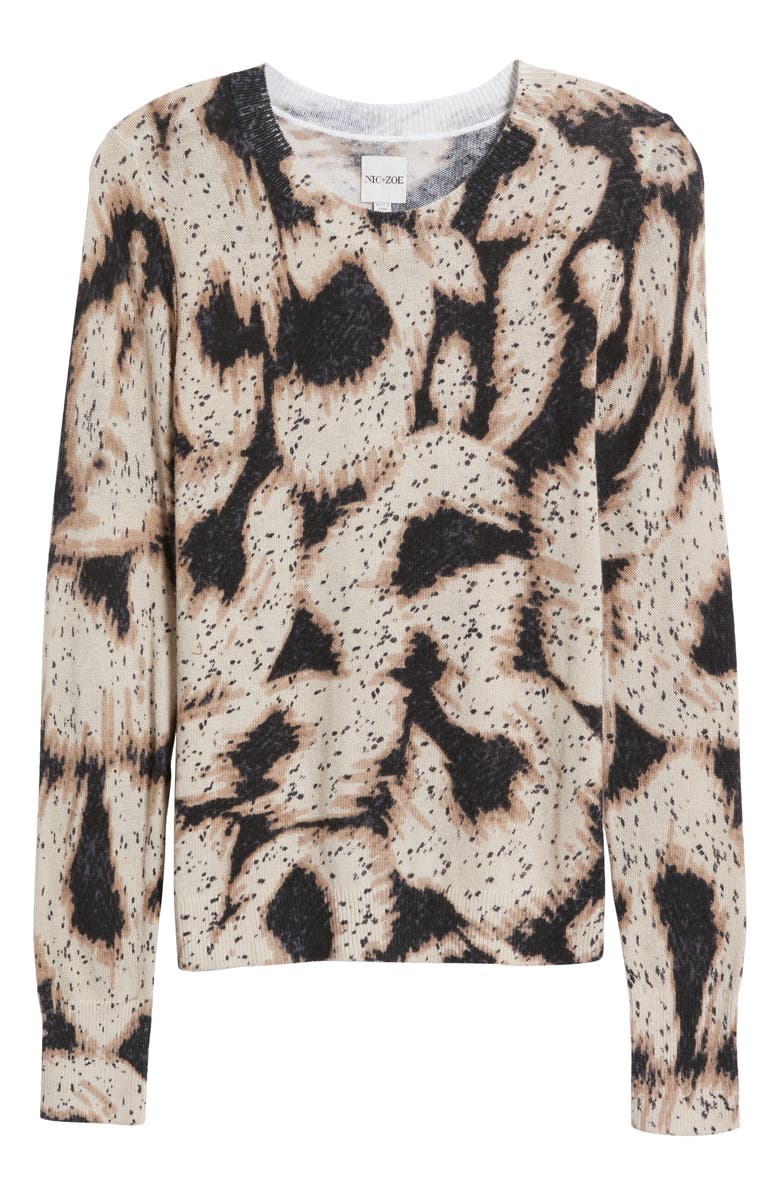 NIC+ZOE Abstract Animal Print Supersoft Sweater, Alternate, color, Neutral Multi