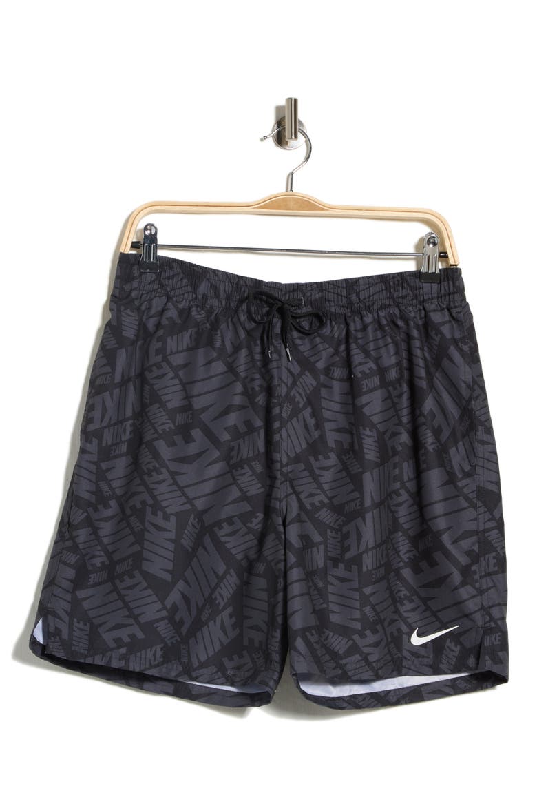 Tossed Black Swim Trunks, Alternate, color, BLACK