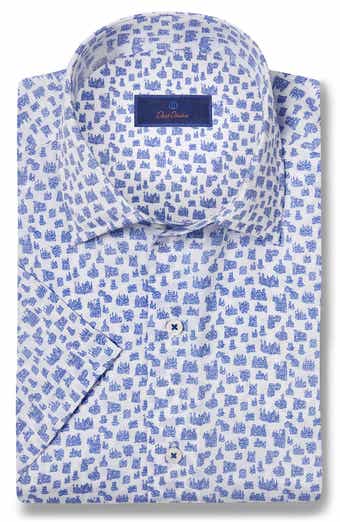 David Donahue Printed Short Sleeve Sport Shirt