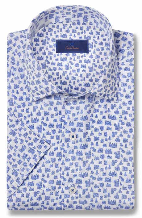 David Donahue Printed Short Sleeve Sport Shirt