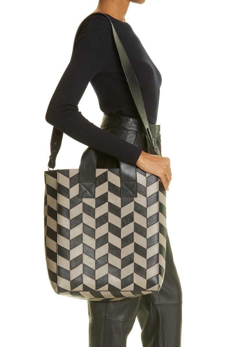 Stand Studio Amia Ziczac Leather Tote, Alternate, color,