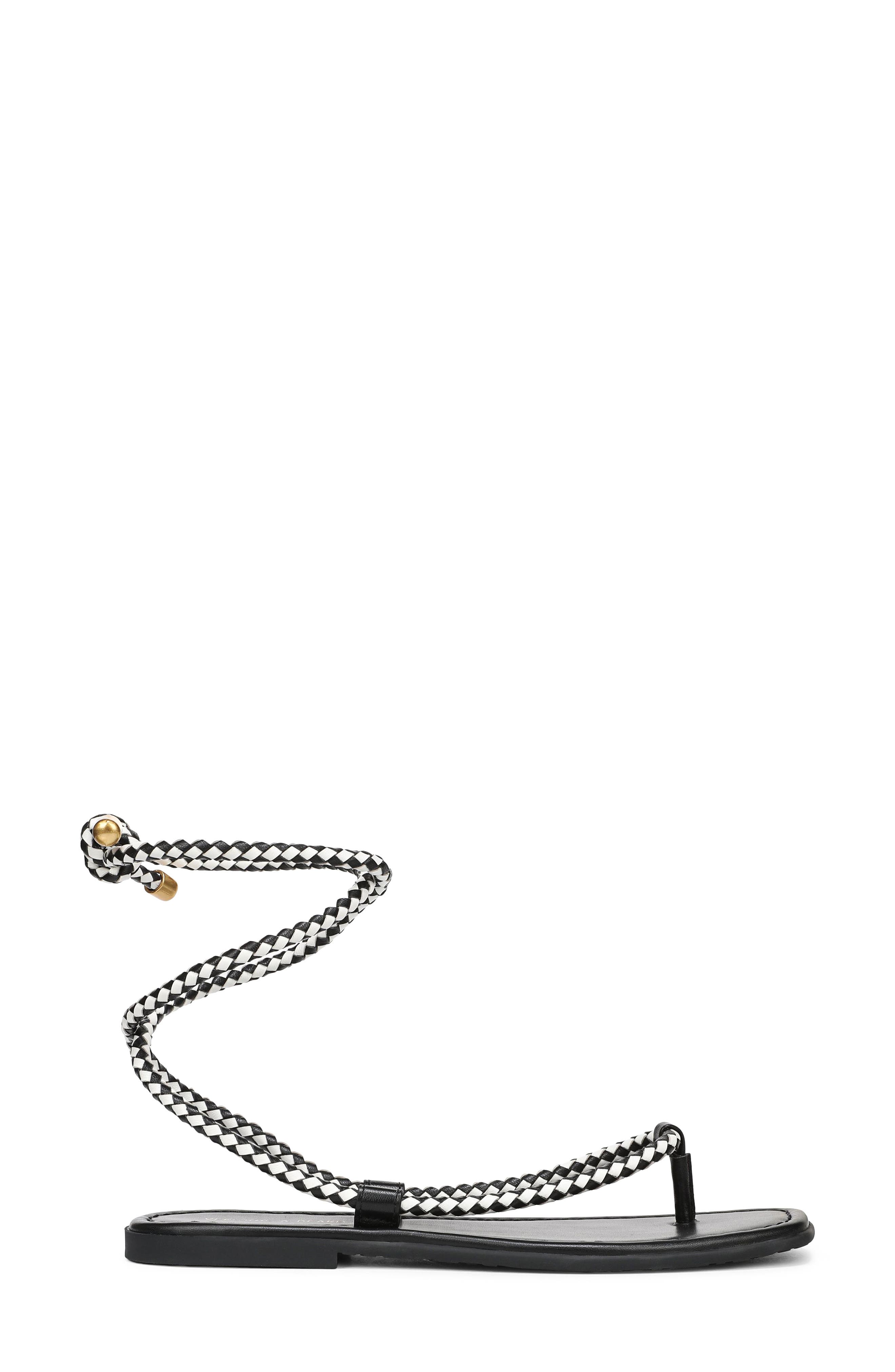 Veronica Beard Carmina Ankle Wrap Sandal, Alternate, color, Black/ Coconut