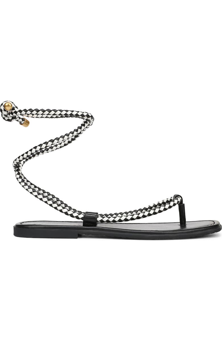 Veronica Beard Carmina Ankle Wrap Sandal, Alternate, color, Black/ Coconut