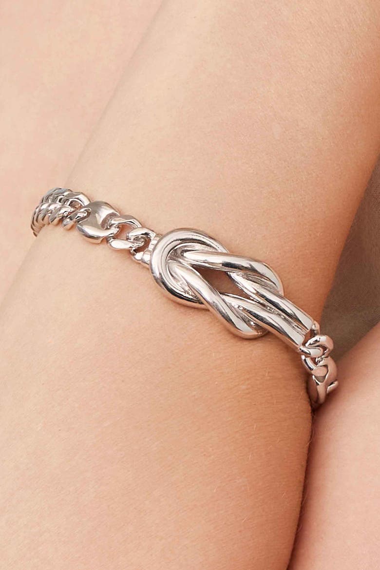 Sterling Silver Infinity Knot Curb Bracelet, Alternate, color, Sterling Silver