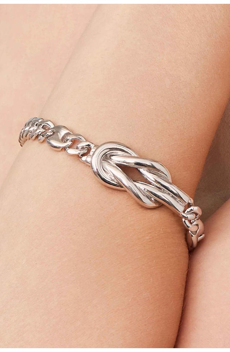 Oradina Sterling Silver Infinity Knot Curb Bracelet, Alternate, color, Sterling Silver