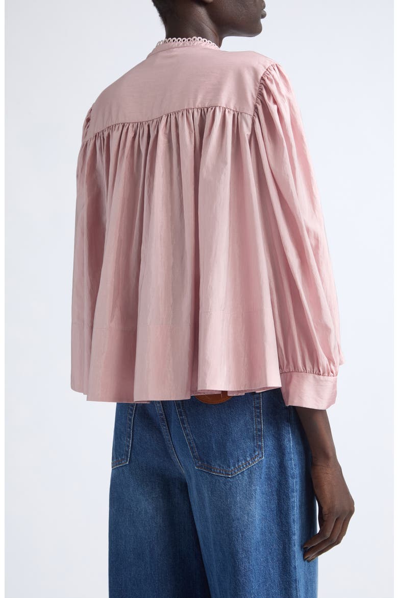 Eyelet Ruffle Gathered Taffeta Top, Alternate, color, SHADOW PINK