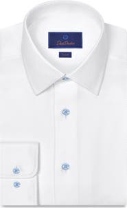 David Donahue Trim Fit Cotton Twill Dress Shirt