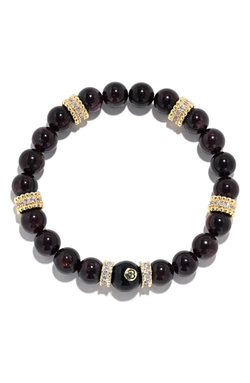 Eye Candy Los Angeles 8 Ball Head Pavé Beaded Stretch Bracelet In Black