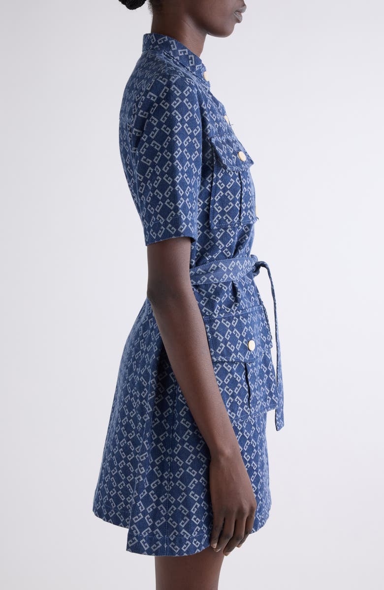 Givenchy Monogram 72 Jacquard Denim Mini Shirtdress, Alternate, color, Denim Blue