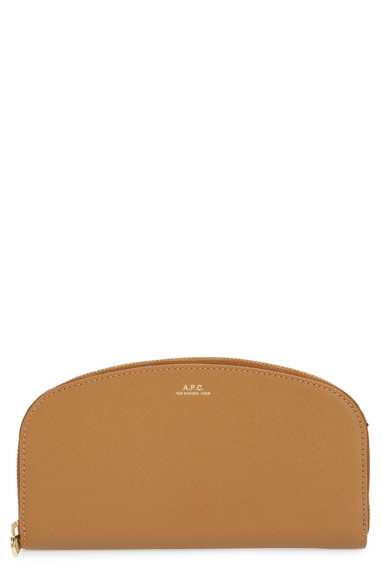 A.P.C. Portefeuille Demilune Leather Wallet, Main, color, 