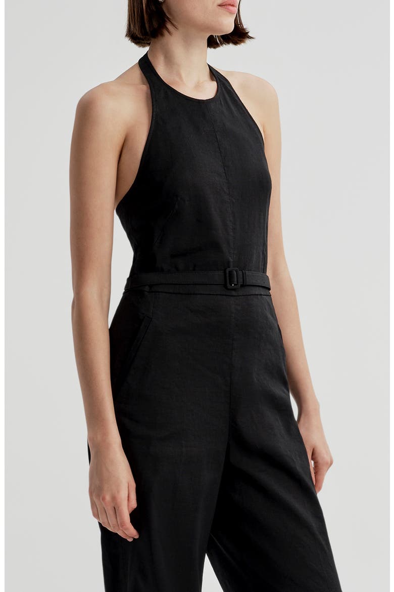 Sylvie Halter Neck Jumpsuit, Alternate, color, BLACK