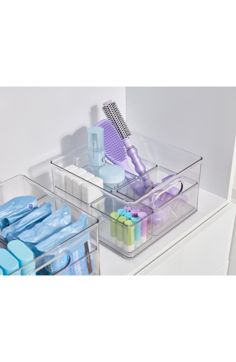 iDesign Plastic Storage Bin with Handles for Household Storage - Set of 4, Alternate, color, Clear