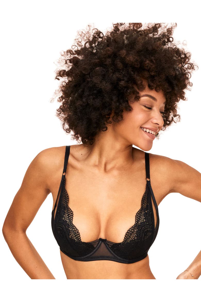 Kaia Unlined Quarter Cup Bra, Main, color, Black