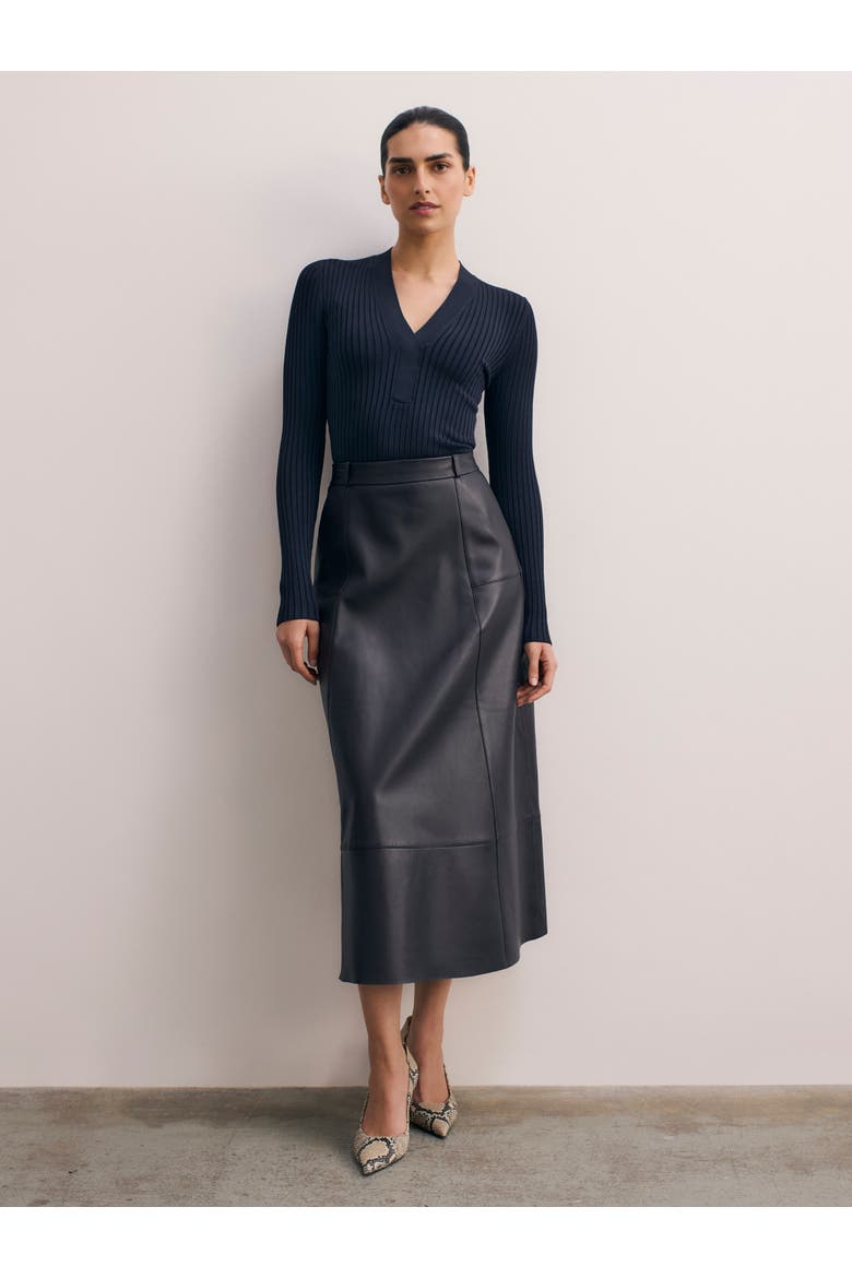 Andalo Leather Skirt, Alternate, color, Navy