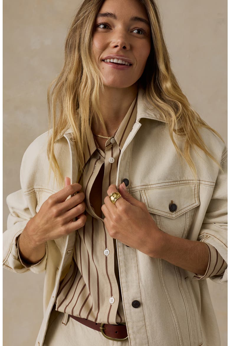 Driftwood Cotton Denim Jacket, Alternate, color, ALMOND MILK