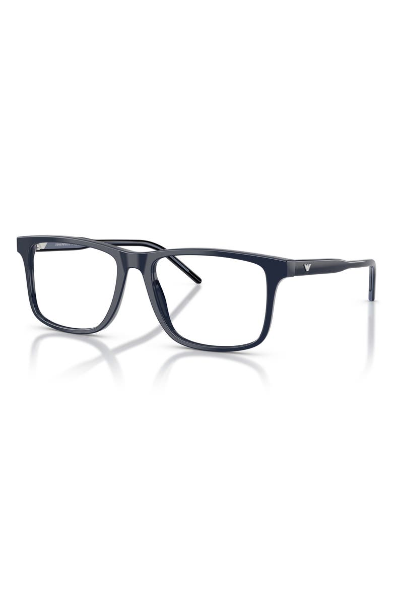Emporio Armani 53mm Square Optical Glasses, Alternate, color, Shiny Blue / Demo Lens