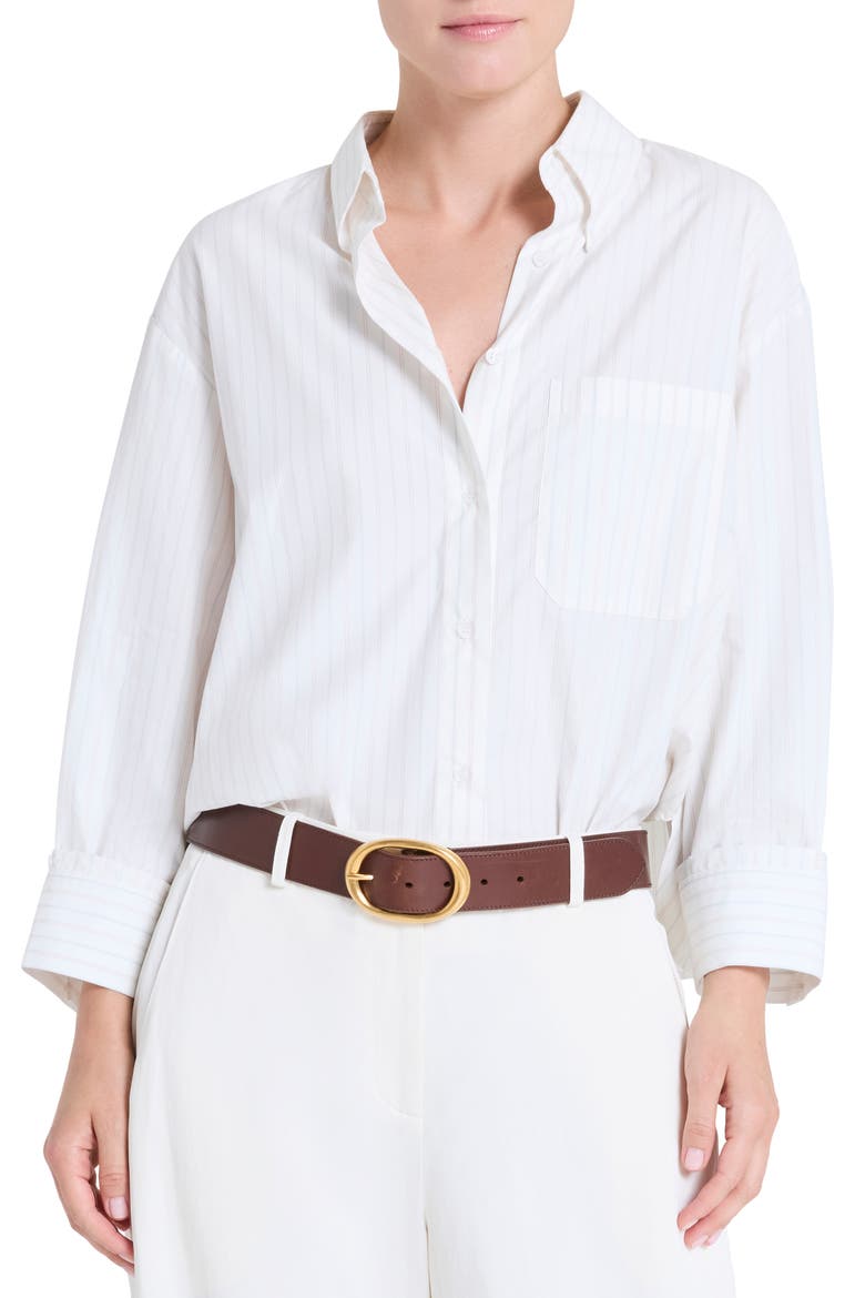 J.D. Pinstripe Cotton Button-Up Shirt, Main, color, WHITE MULTI