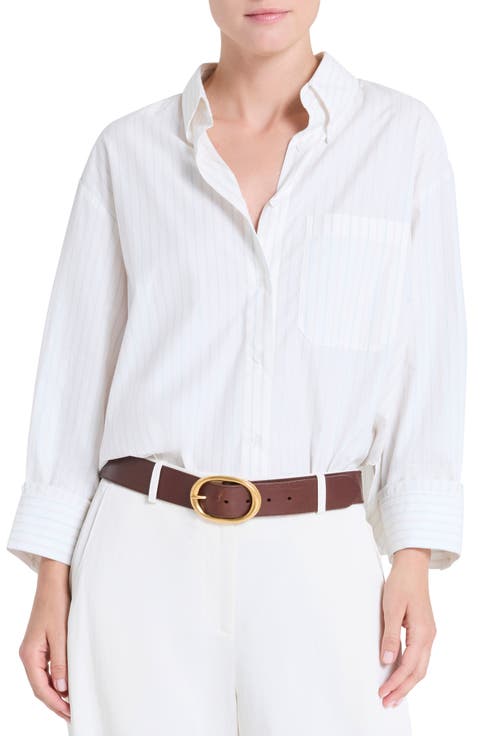 Pinstripe Cotton Button-Up Shirt