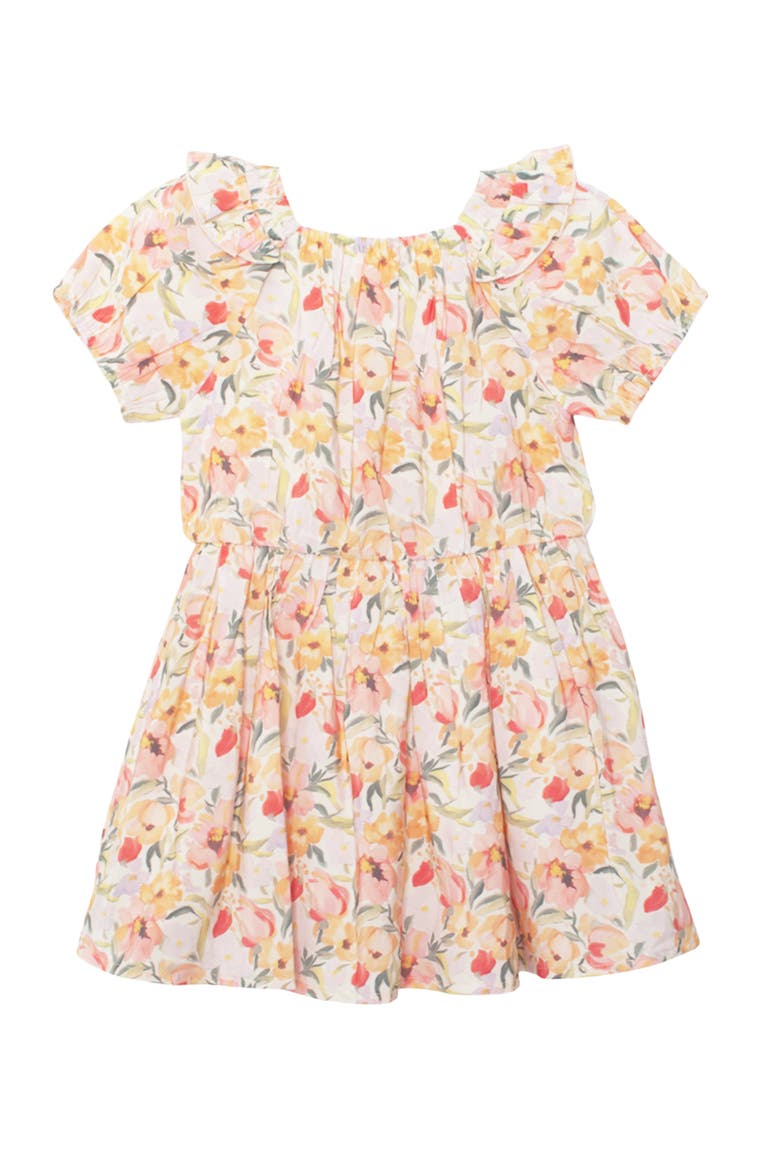 Blooming Florals Short Gathered Sleeve Dress, Alternate, color, Pink