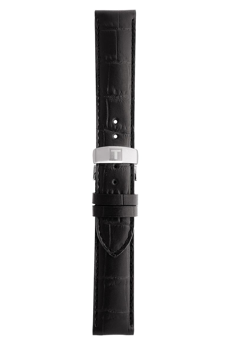 Le Locle Powermatic 80 Automatic Leather Strap Watch, 39mm, Alternate, color, BLACK/ SILVER