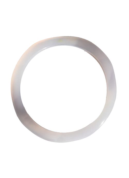 Seree Wave Skinny Round Jade Stone Bangle In White