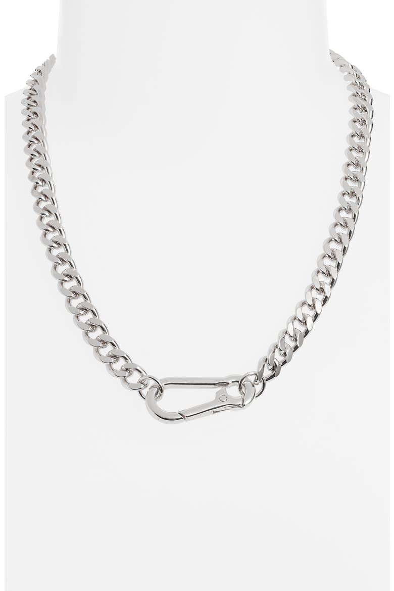 Carabiner Curb Chain Necklace, Alternate, color, SILVER