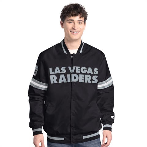 Men's Starter  Black Las Vegas Raiders Scout Full-Snap Varsity Jacket