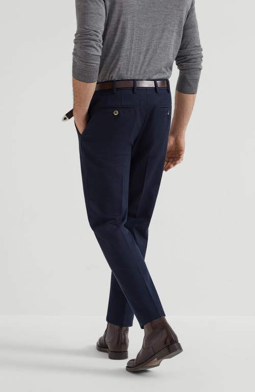 Brunello Cucinelli Stretch-cotton Garment-dyed Trousers In Blue
