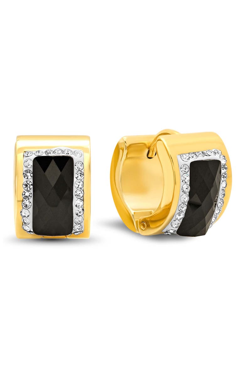 18k Gold Plated Crystal Huggie Hoop Earrings, Main, color, GOLD