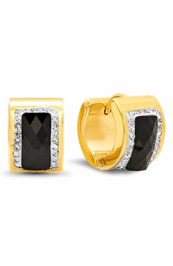 18k Gold Plated Crystal Huggie Hoop Earrings