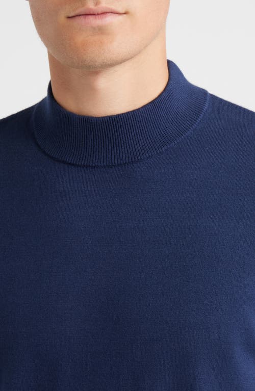 Open Edit Solid Mock Neck Sweater In Blue