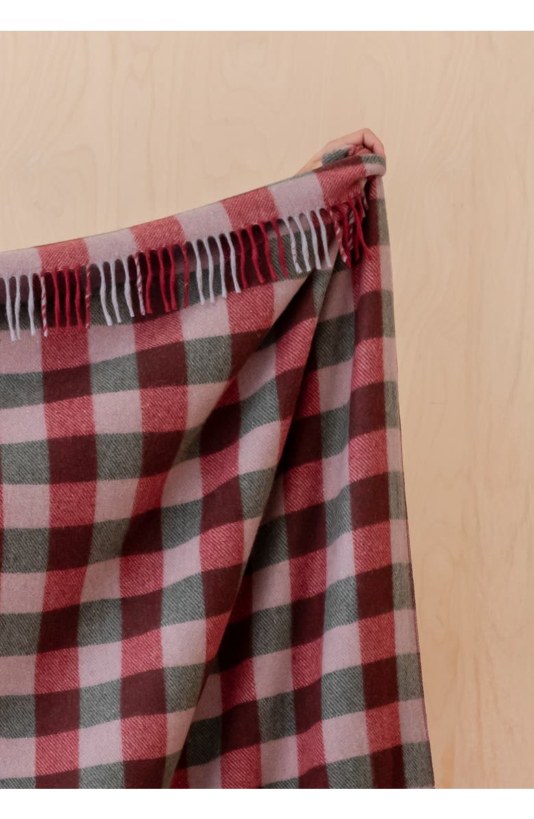 TBCo Recycled Wool Checkered Throw Blanket, Alternate, color, Wine Gingham