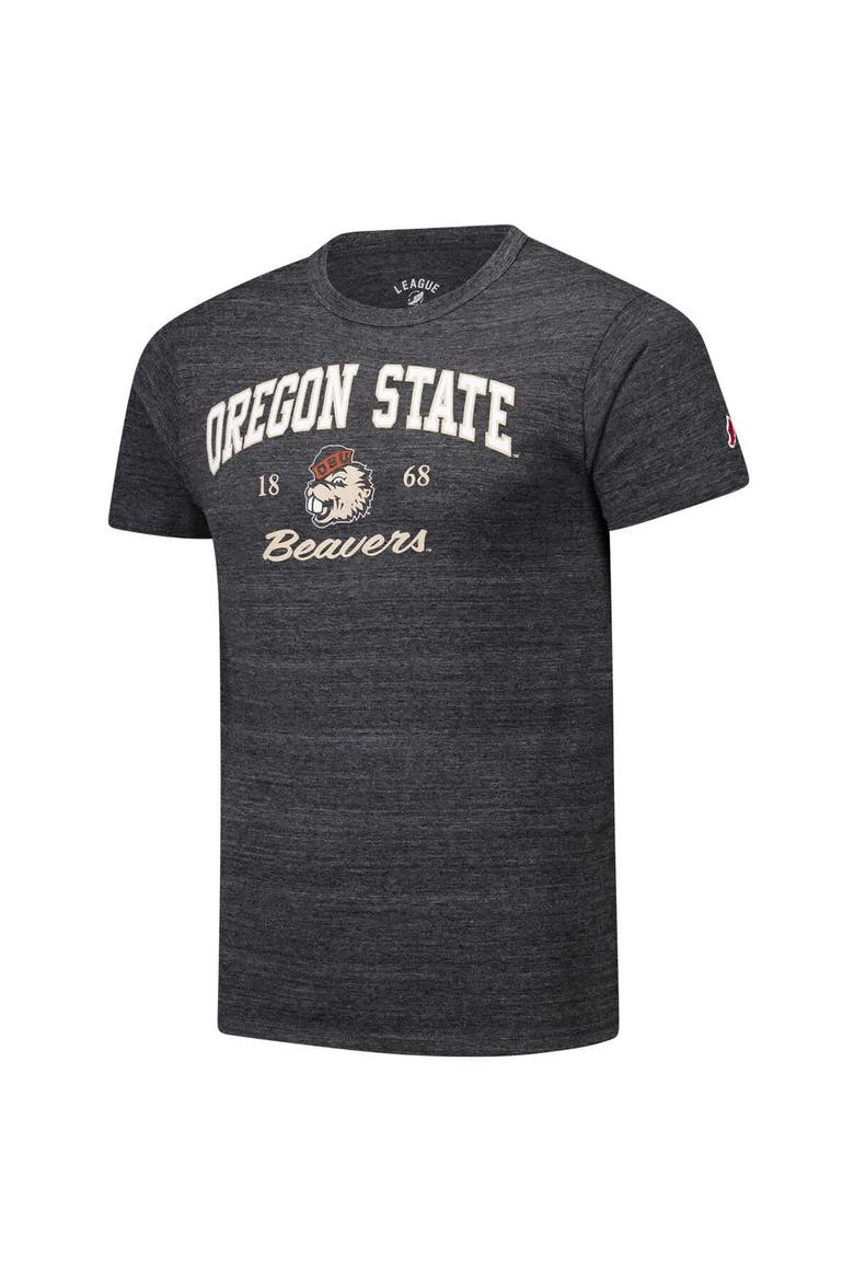 Men's League Collegiate Wear Charcoal Oregon State Beavers Arch Script Victory Falls Tri-Blend T-Shirt, Alternate, color, Charcoal