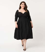 Unique Vintage Plus Size Woven Sweetheart Neckline Lamar Swing Dress